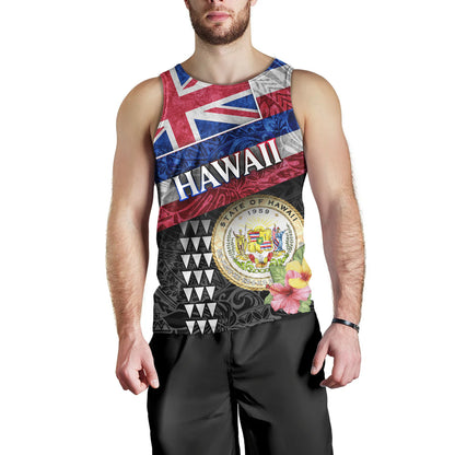 Hawaii Tank Top Hawaiian Flag Polynesian Tribal Hibiscus Style