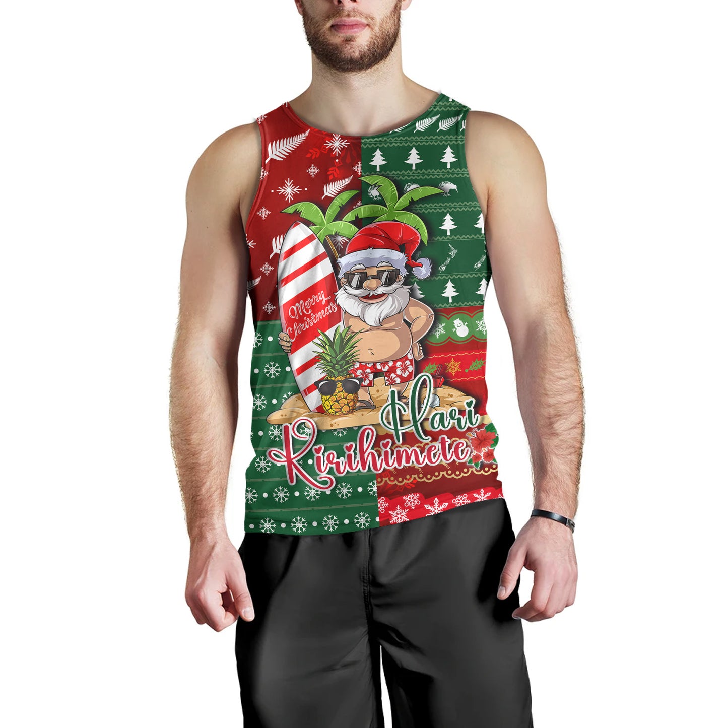 New Zealand Tank Top Maori Hari Kirihimete Tropical Xmas Patterns