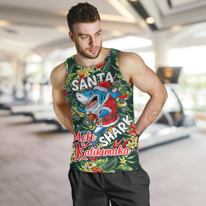 Hawaii Tank Top Mele Kalikimaka Santa Shark Tropical Style