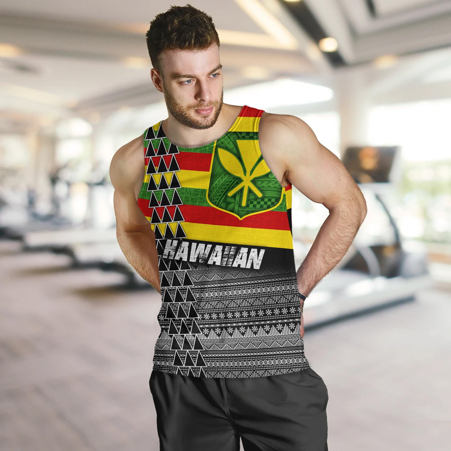 Hawaii Tank Top Kanaka Maoli Flag Polynesian Tribal Patterns Grunge Style