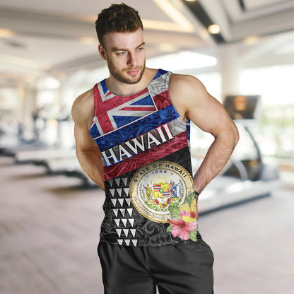 Hawaii Tank Top Hawaiian Flag Polynesian Tribal Hibiscus Style