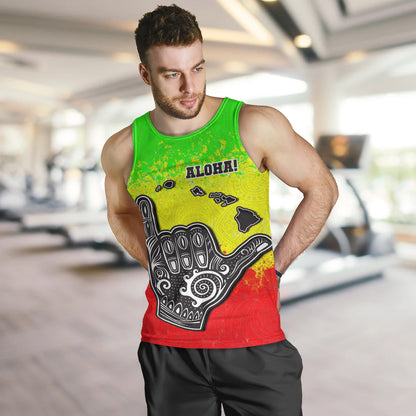 Hawaii Tank Top Polynesian Shaka Hawaii Map Reggae Style
