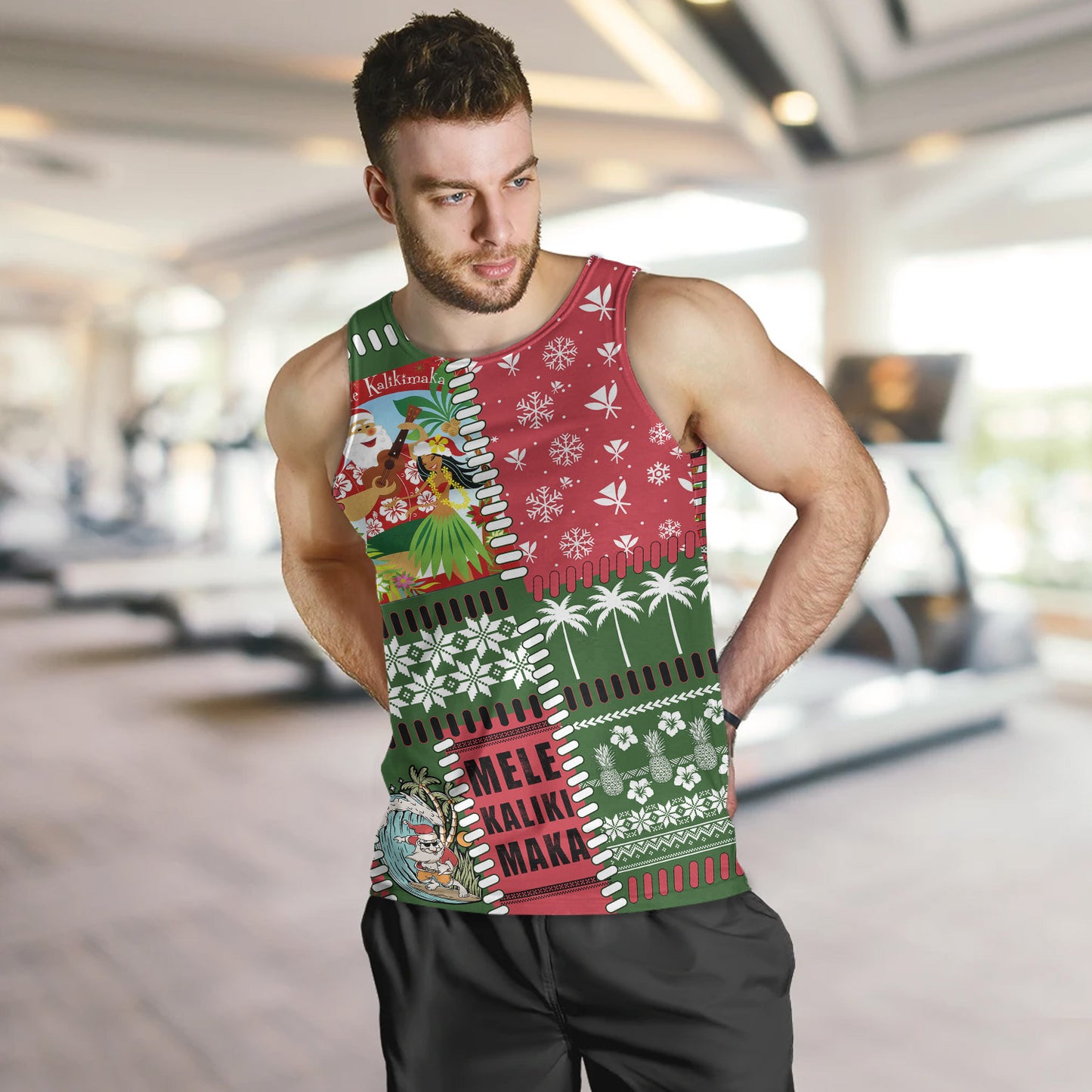 Hawaii Tank Top Santa Surfing Mele Kalikimaka Kanaka Maoli