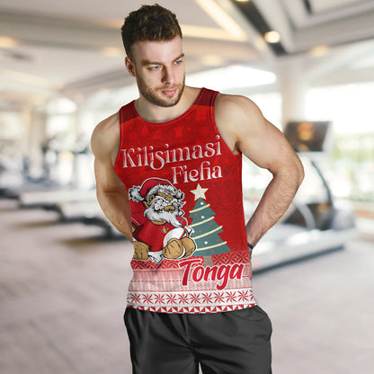 Tonga Tank Top Kilisimasi Fiefia Rugby Santa Style