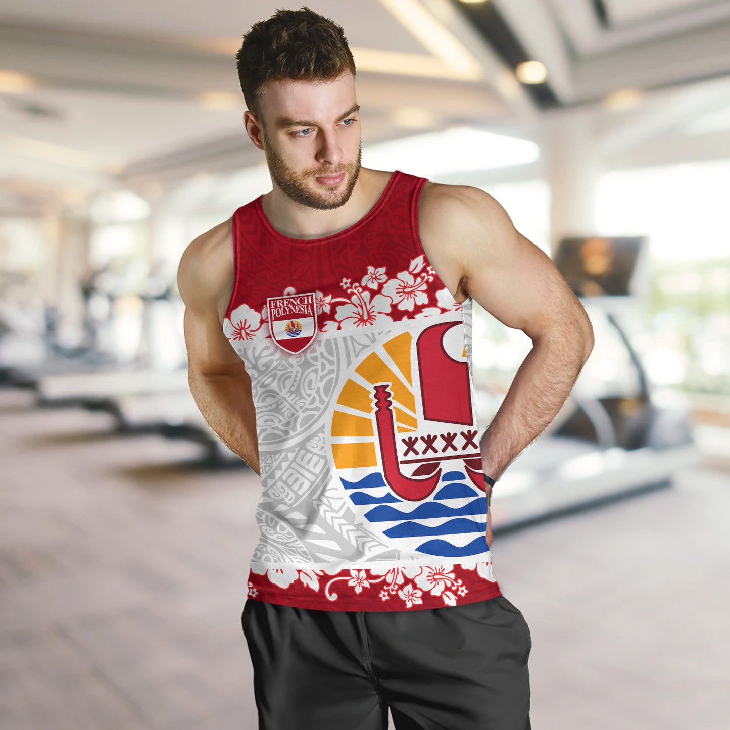 French Polynesia Tank Top Seal With Plumeria Flowers Polynesia Patterns