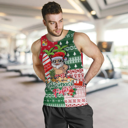 Tonga Tank Top Kilisimasi Fiefia Tropical Xmas Patterns