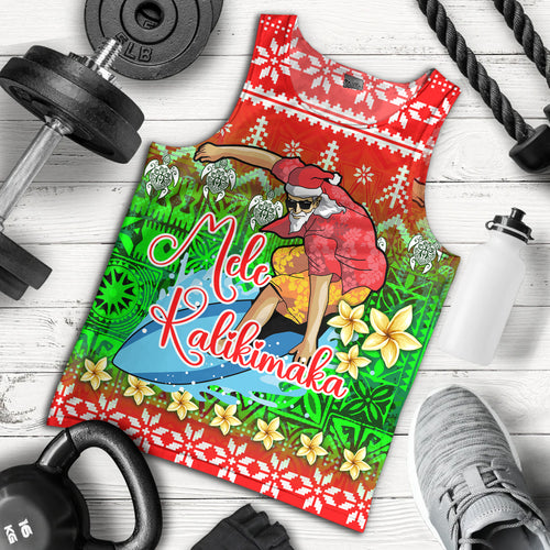 Hawaii Tank Top Santa Surfing Mele Kalikimaka Style