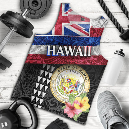 Hawaii Tank Top Hawaiian Flag Polynesian Tribal Hibiscus Style