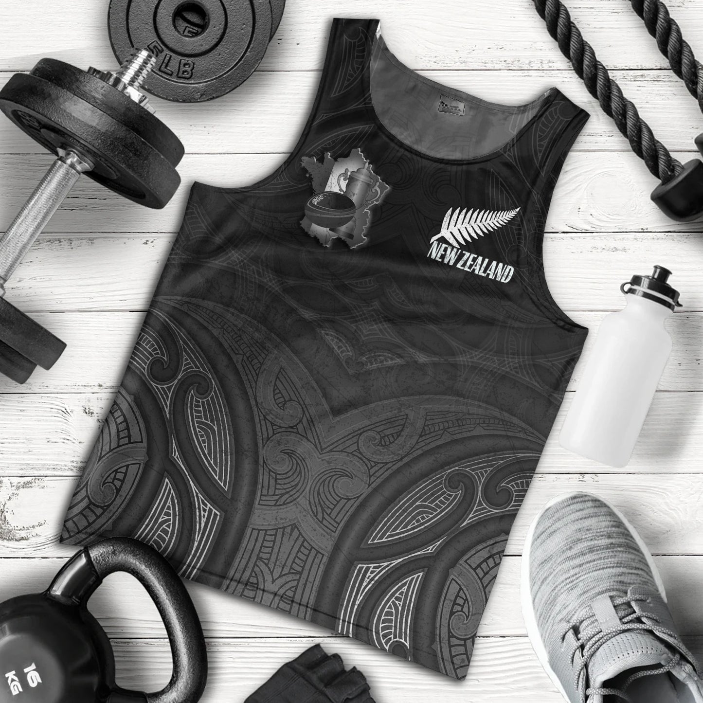 New Zealand Tank Top Rugby Ball Style