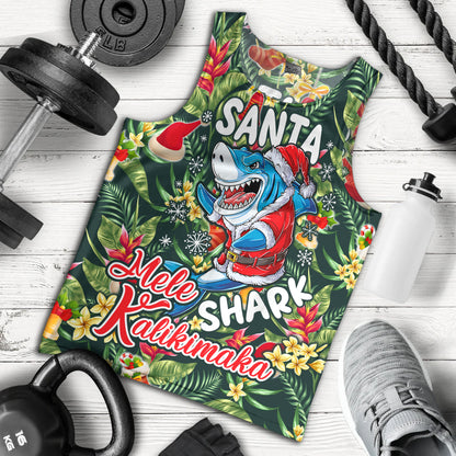 Hawaii Tank Top Mele Kalikimaka Santa Shark Tropical Style