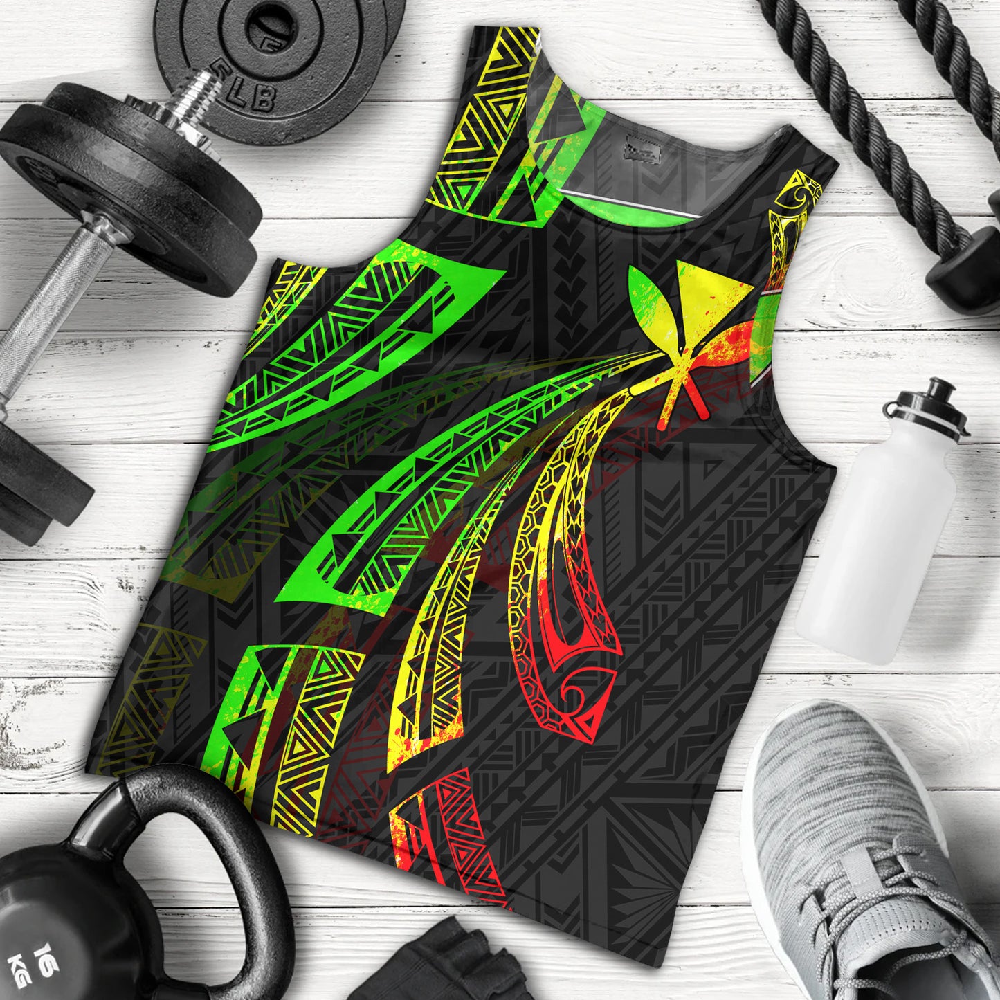 Hawaii Tank Top Kanaka Maoli Polynesian Pattern Reggae Color