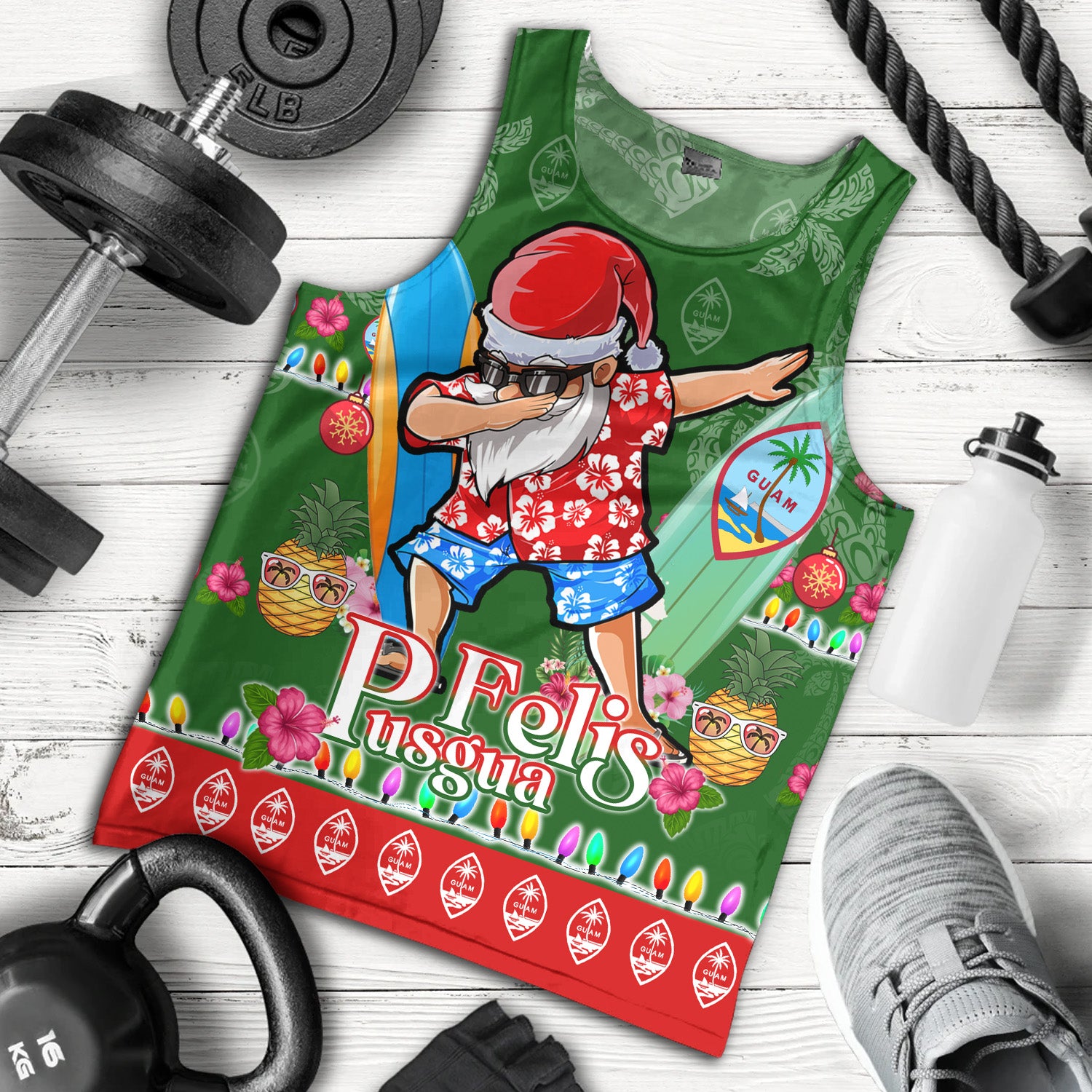 Guam Tank Top Felis Pusgua Tropical Xmas Patterns