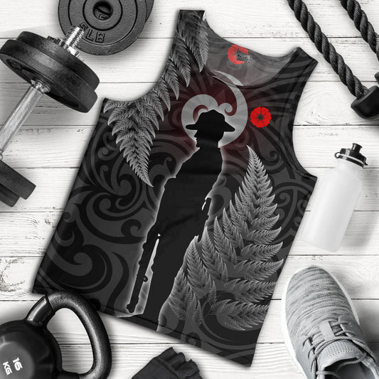 New Zealand Tank Top Lest We Forget Koru Maori Pattern