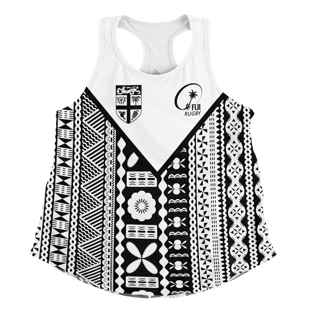 Fiji Rugby Tapa Women Tank Fiji Flag Coat Of Arms Pattern