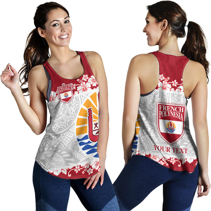 French Polynesia Women Tank Seal With Plumeria Flowers Polynesia Patterns