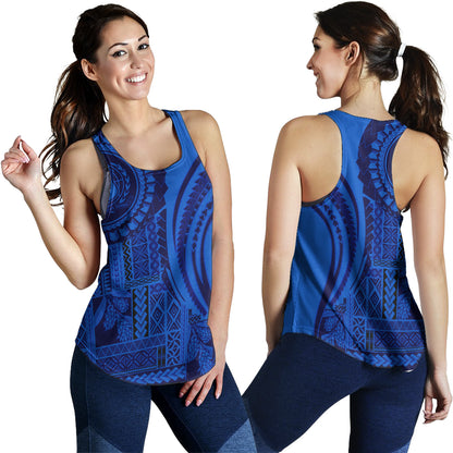 Samoa Women Tank Seal Samoan Siapo Blue Design