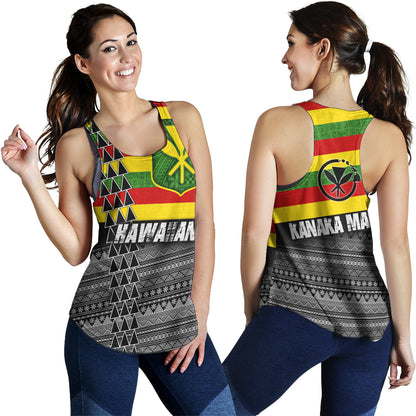 Hawaii Women Tank Kanaka Maoli Flag Polynesian Tribal Patterns Grunge Style