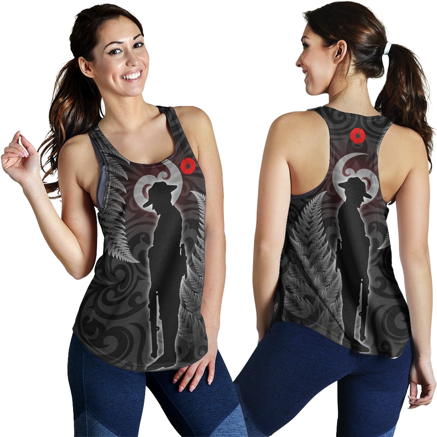 New Zealand Women Tank Lest We Forget Koru Maori Pattern