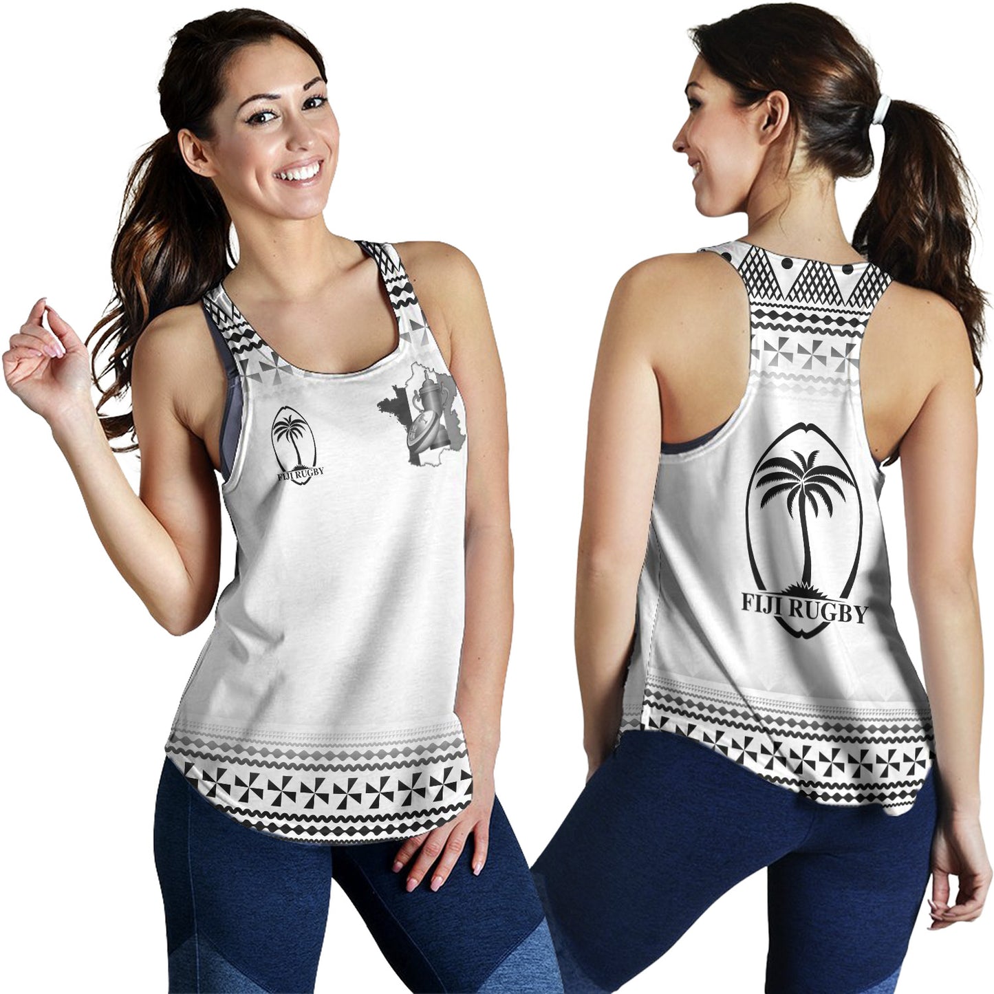 Fiji Women Tank Rugby Ball Tapa Patterns