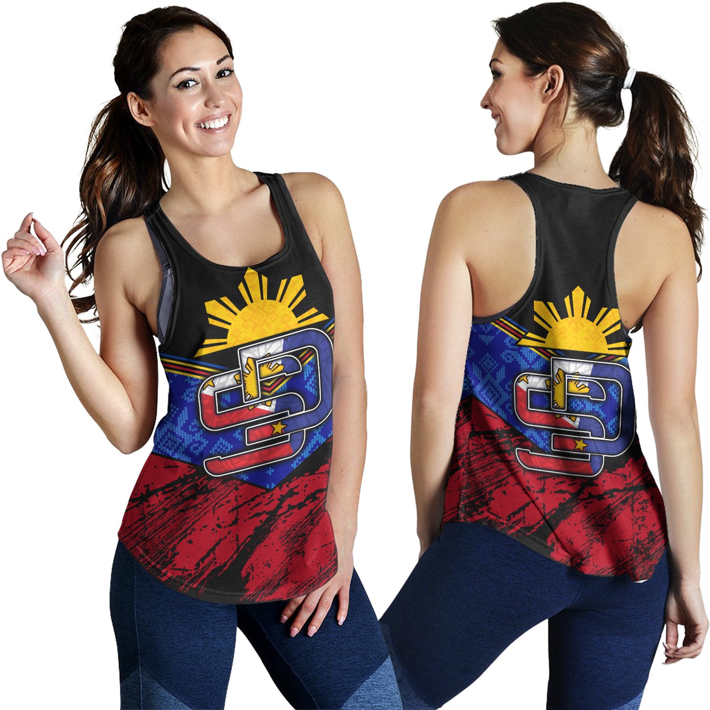 Philippines Filipinos Women Tank San Diego Filipino Grunge Brush Stroke Style