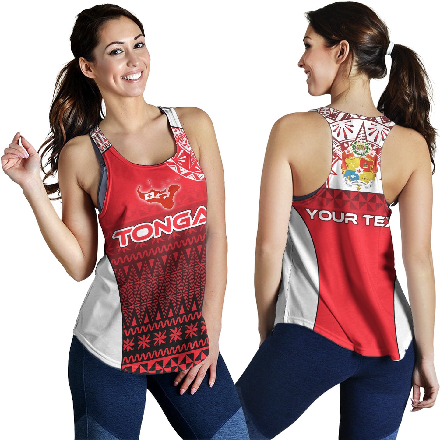 Tonga Custom Personalised Women Tank Map Tongan Ngatu Gradient Style