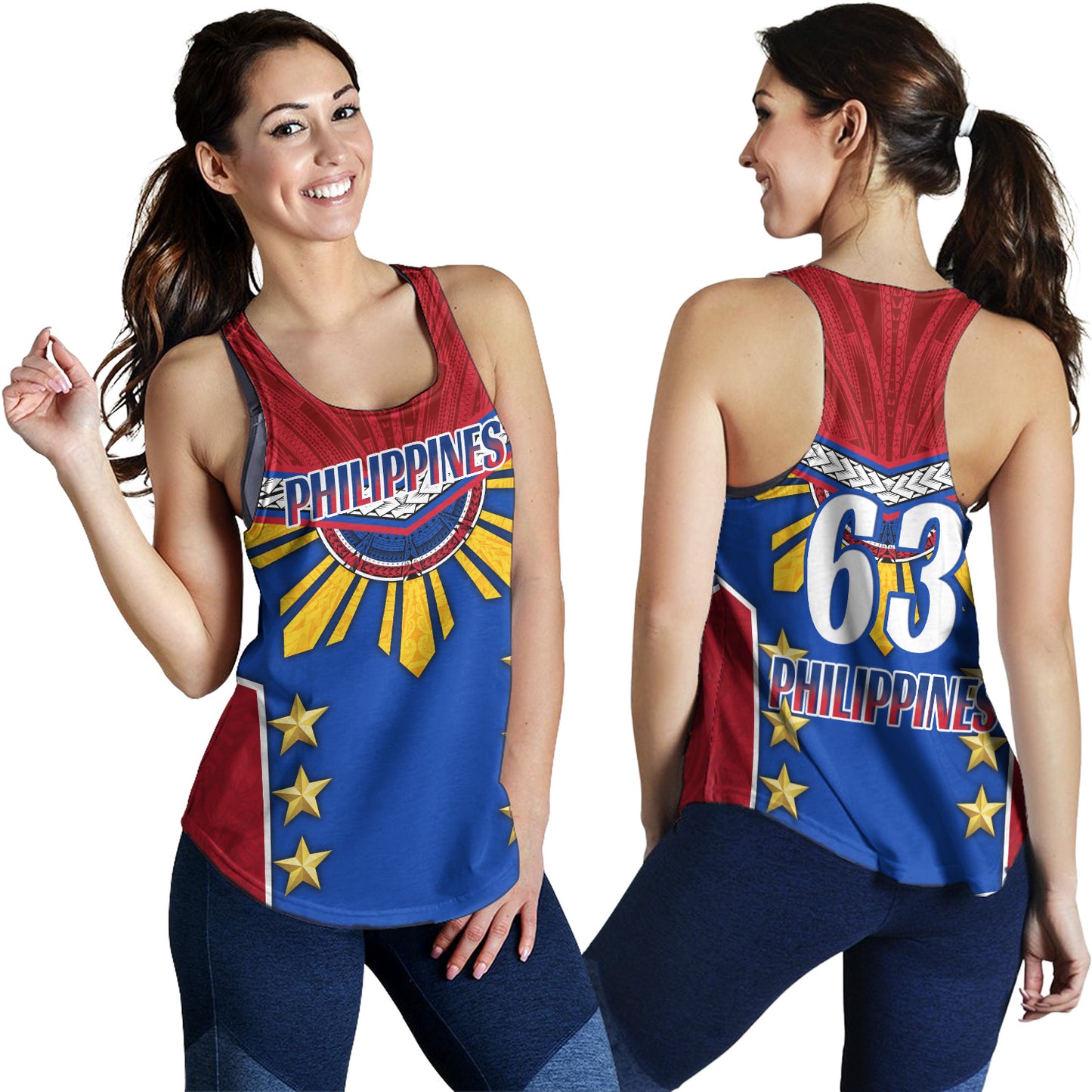Philippines Filipinos Women Tank Half-Up Style Flag