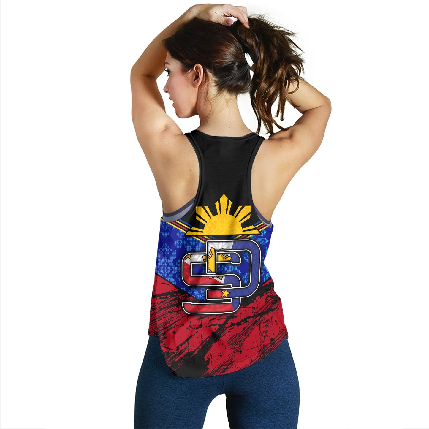 Philippines Filipinos Women Tank San Diego Filipino Grunge Brush Stroke Style