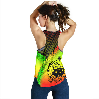 Samoa Women Tank Samoa Coat Of Arms With Polynesian Tattoo Style