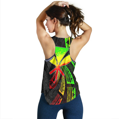 Hawaii Women Tank Kanaka Maoli Polynesian Pattern Reggae Color