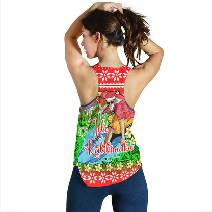 Hawaii Women Tank Santa Surfing Mele Kalikimaka Style