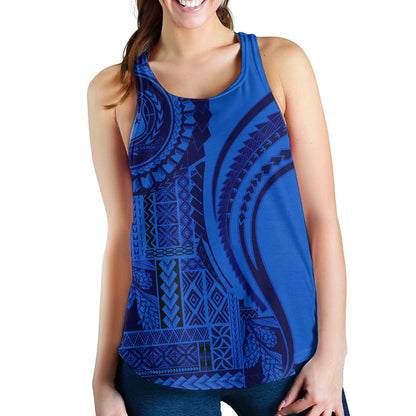 Samoa Women Tank Seal Samoan Siapo Blue Design