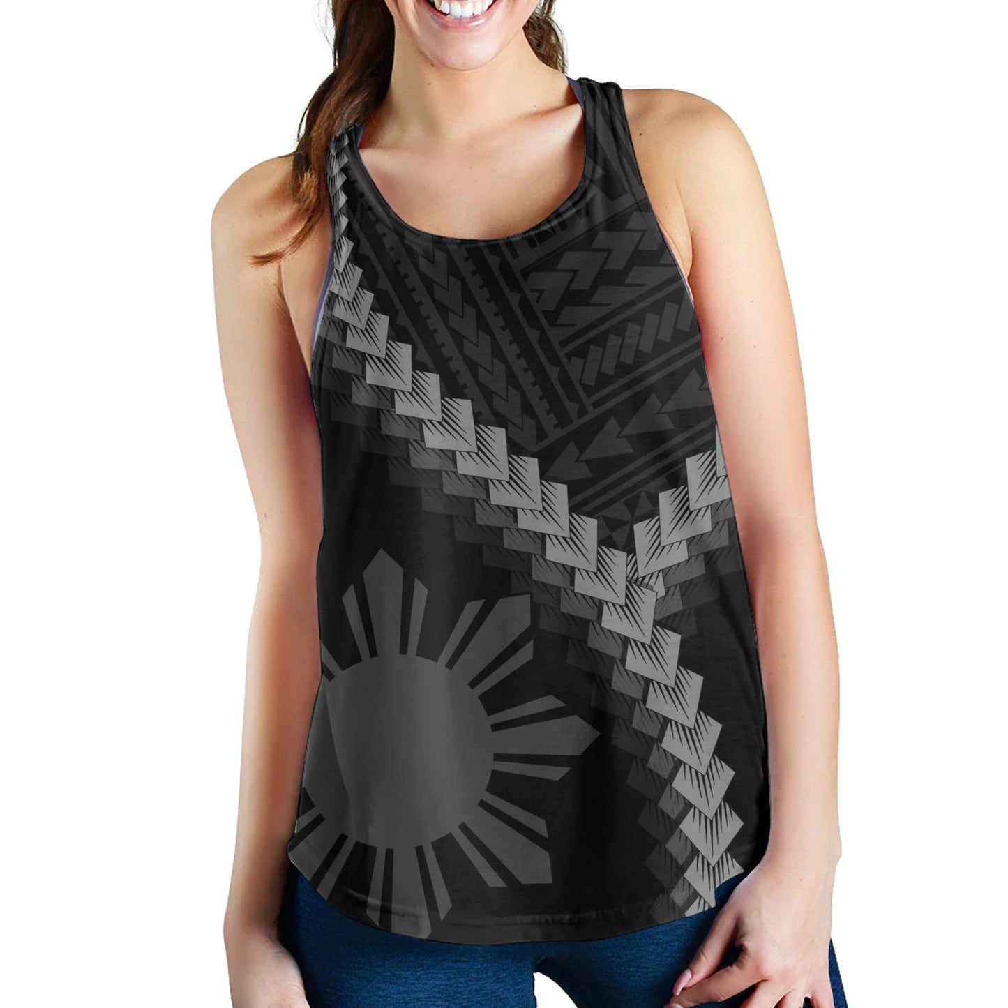 Philippines Filipinos Women Tank Filipinos Sun Polynesian Tattoo Style