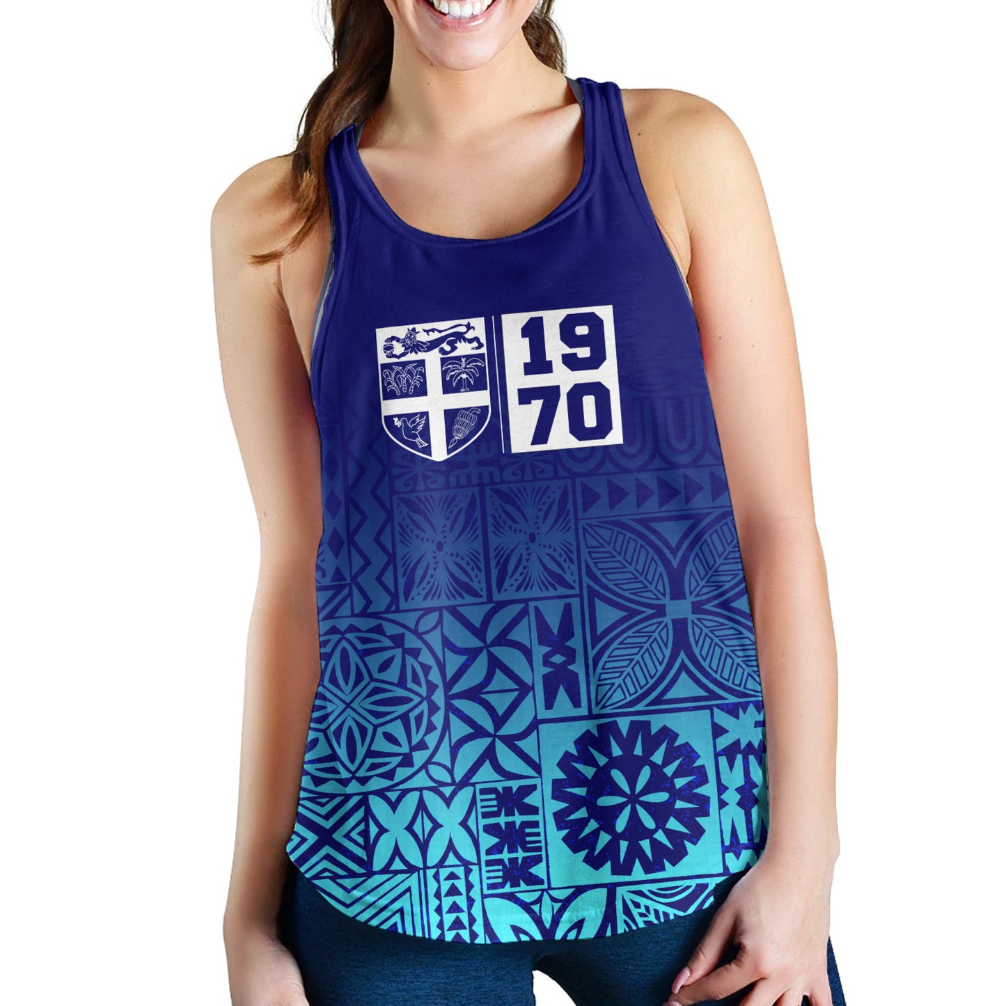 Fiji Women Tank Fiji Independence 1970 Tapa Style