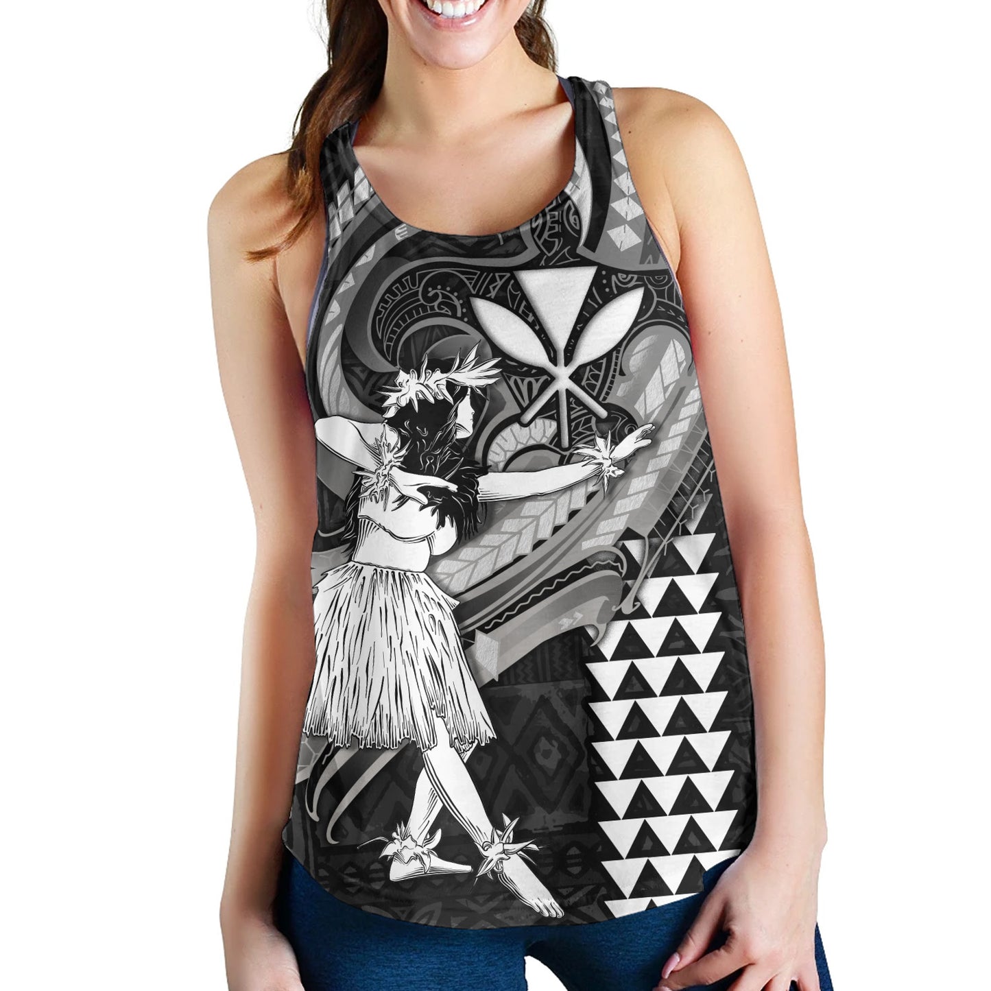 Hawaii Women Tank Kanaka Maoli Hula Girls Polynesian Traditional Tattoo