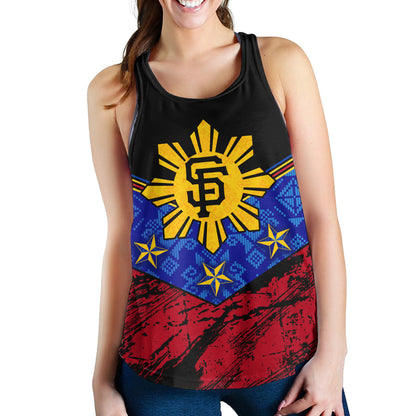 Philippines Filipinos Women Tank San Francisco Filipino Grunge Brush Stroke Style