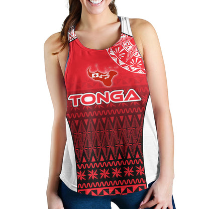 Tonga Custom Personalised Women Tank Map Tongan Ngatu Gradient Style