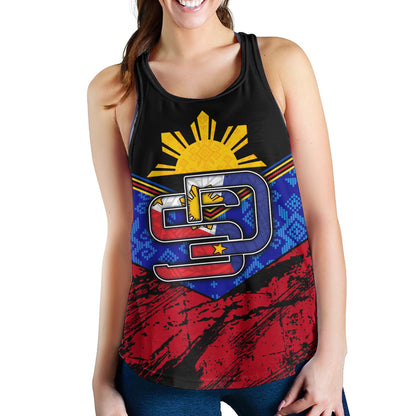 Philippines Filipinos Women Tank San Diego Filipino Grunge Brush Stroke Style