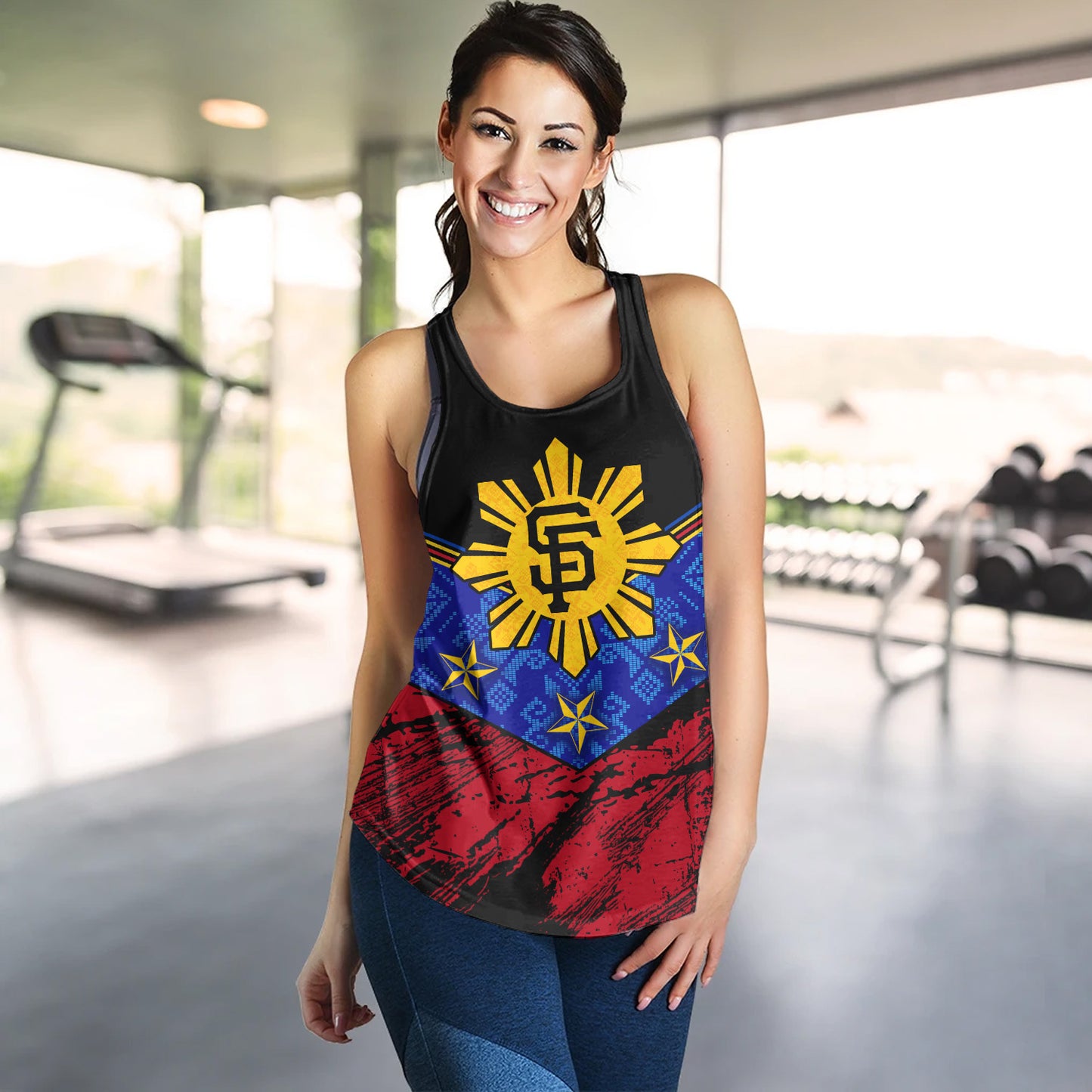 Philippines Filipinos Women Tank San Francisco Filipino Grunge Brush Stroke Style