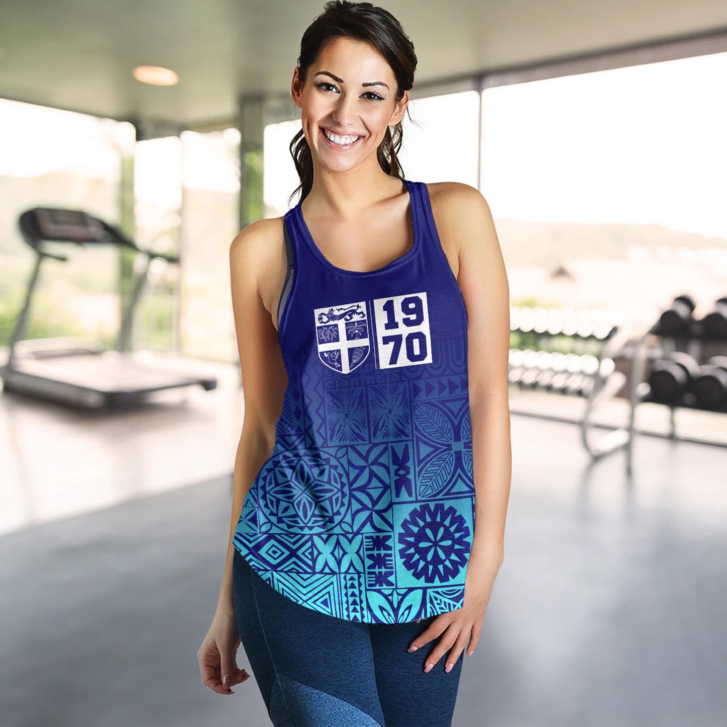 Fiji Women Tank Fiji Independence 1970 Tapa Style