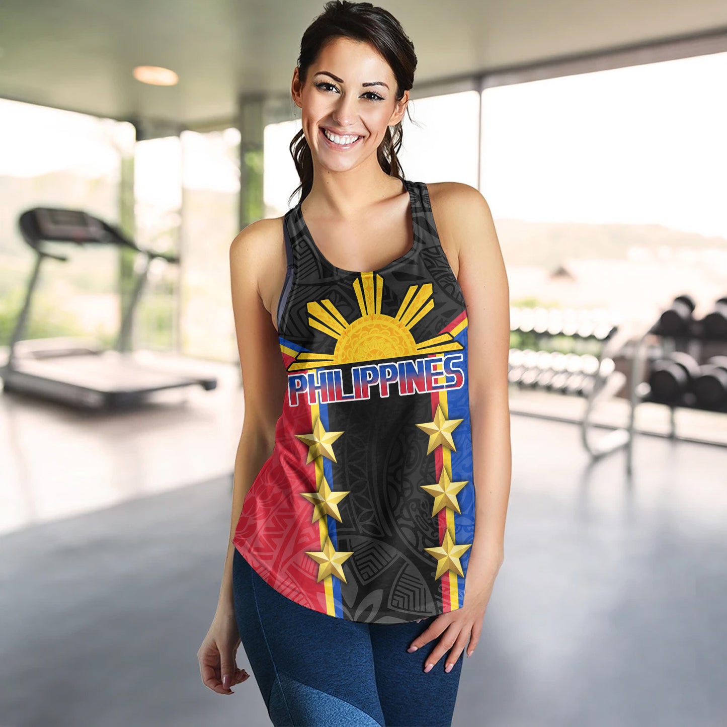 Philippines Filipinos Women Tank Philippines Sun Tribal Pattern Style