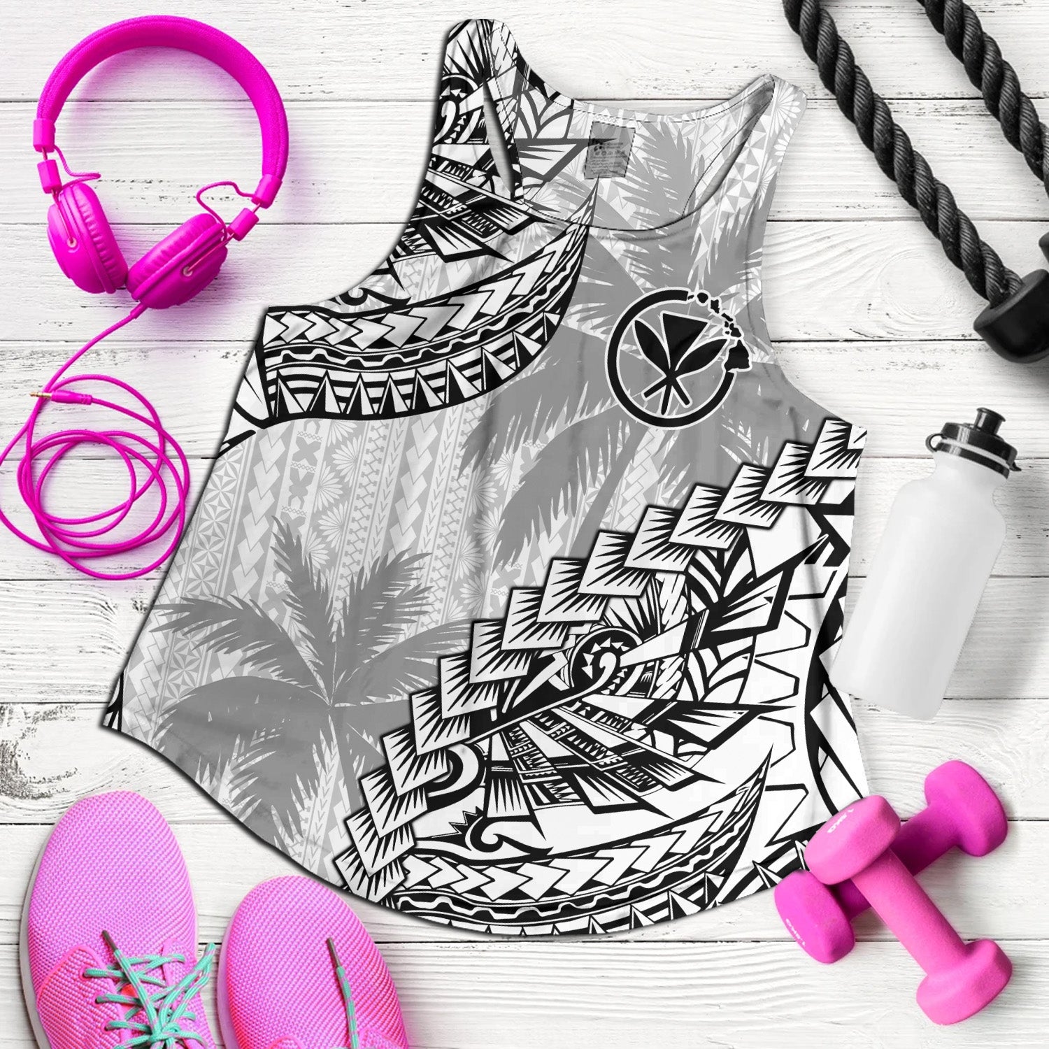 Hawaii Women Tank Custom Personalised Polynesian Pattern Palm Tree