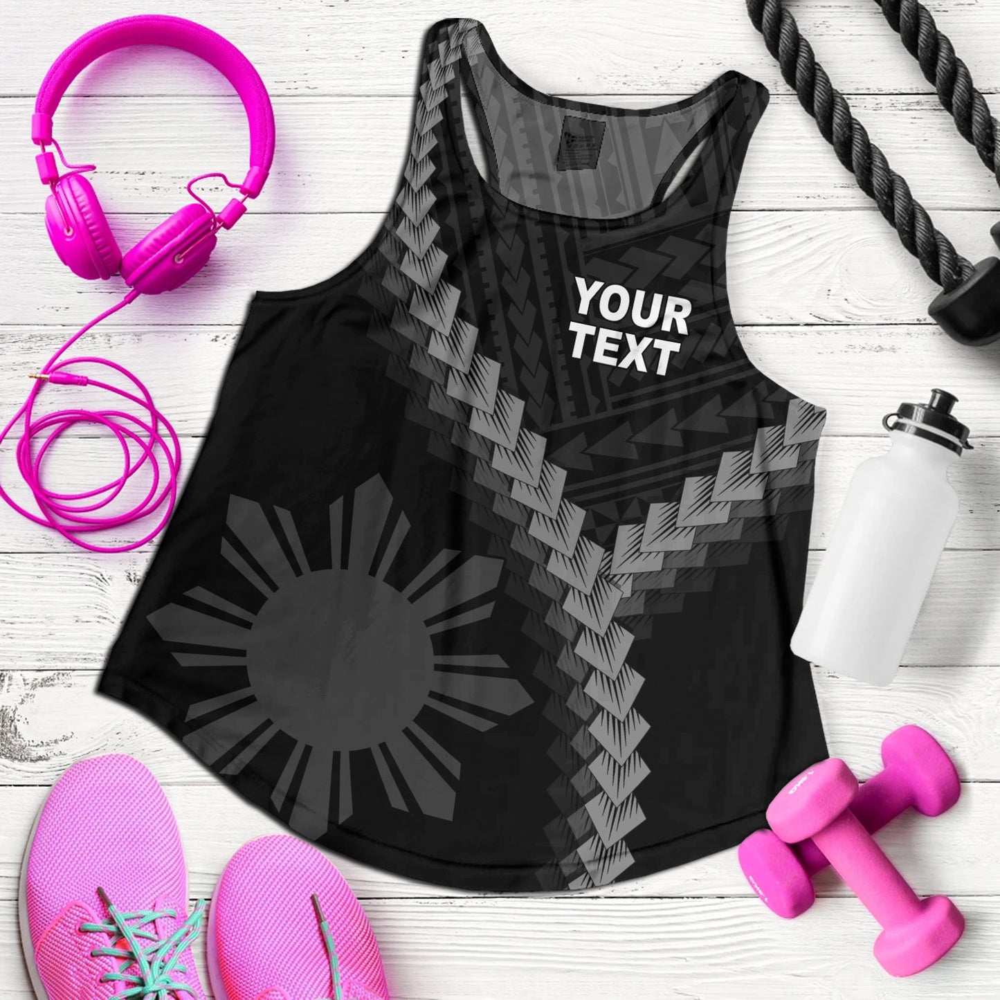 Philippines Filipinos Women Tank Filipinos Sun Polynesian Tattoo Style