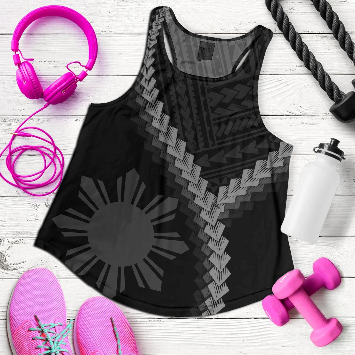 Philippines Filipinos Women Tank Filipinos Sun Polynesian Tattoo Style