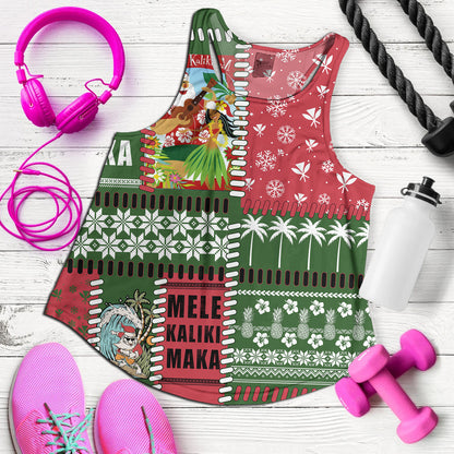 Hawaii Women Tank Santa Surfing Mele Kalikimaka Kanaka Maoli
