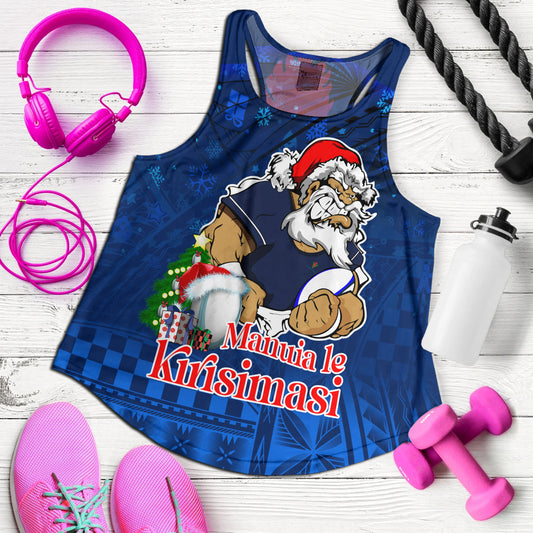 Samoa Women Tank Manuia Le Kirisimasi Rugby Santa Style