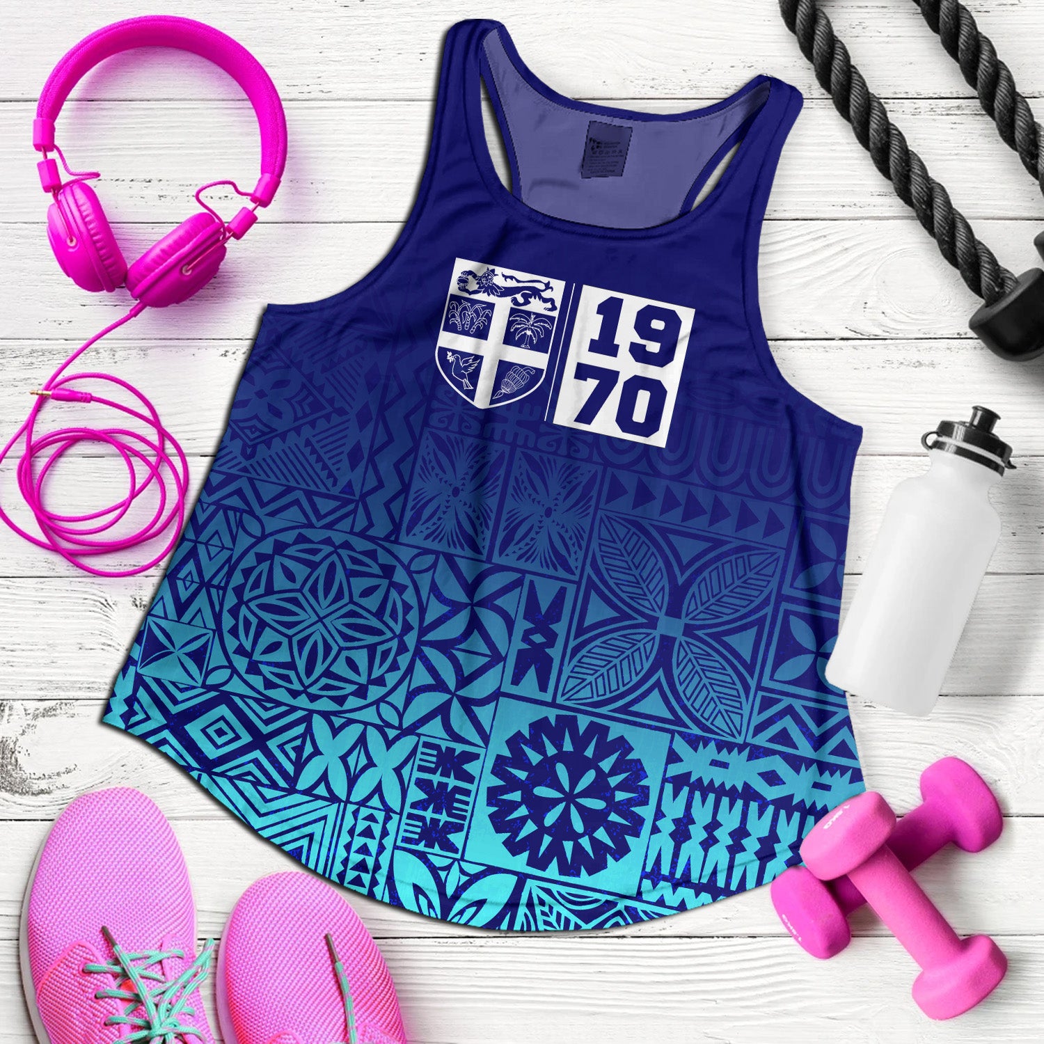 Fiji Women Tank Fiji Independence 1970 Tapa Style