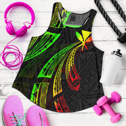 Hawaii Women Tank Kanaka Maoli Polynesian Pattern Reggae Color