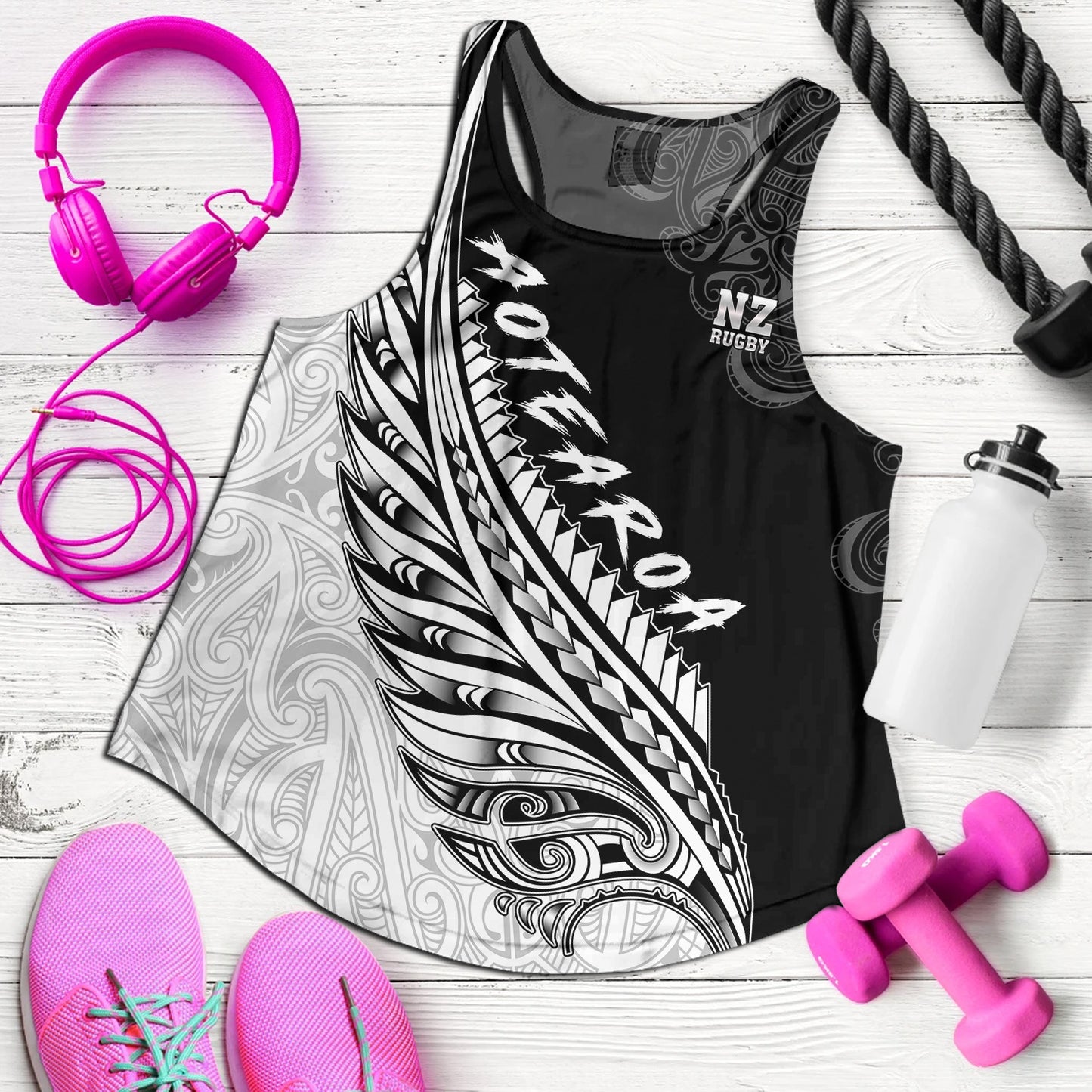 New Zealand Women Tank Maori Silver Fern Rugby Vibe