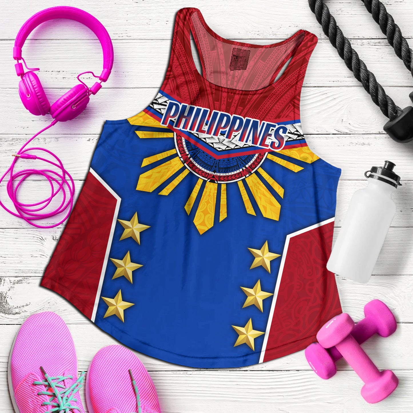 Philippines Filipinos Women Tank Half-Up Style Flag