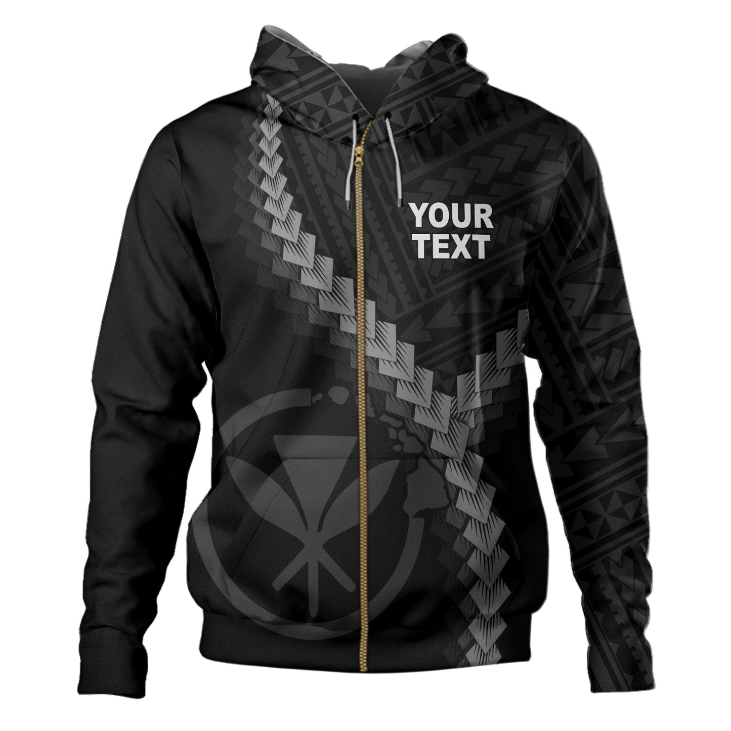 Hawaii Hoodie Coat Of Arm Polynesian Tattoo Style